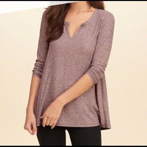 Hollister Notched Front Ribbed Long Sleeve